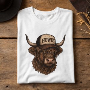T-Shirt avec une tête de boeuf et une casquette Howdy